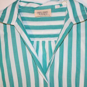 Vintage Teal/White Stripe Blouse